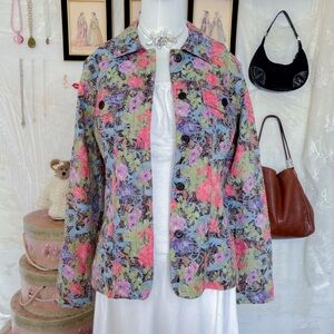 Y2k vintage artsy boho hippie floral girly embroidered jacket